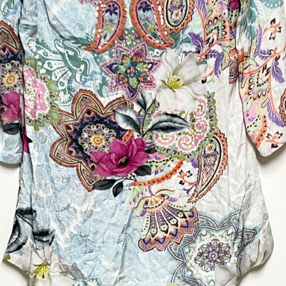 NWT Soft Surroundings Florent Tunic Aquatic Blue with Beaded Accents Sz XS 2-4 - Picture 4 of 7